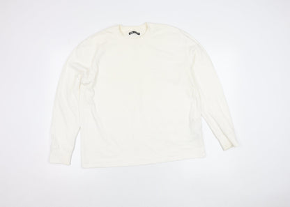 Zara Women’s Ivory Cotton Pullover Jumper Size M Long Sleeve