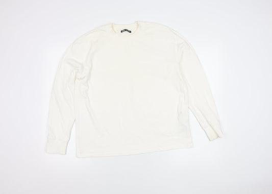 Zara Women’s Ivory Cotton Pullover Jumper Size M Long Sleeve