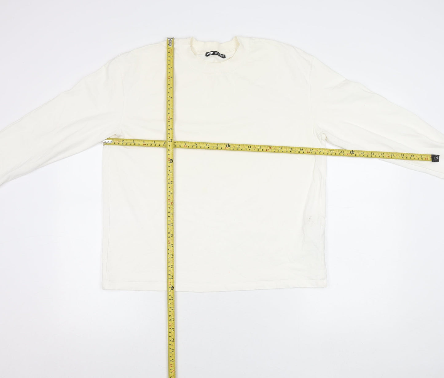 Zara Women’s Ivory Cotton Pullover Jumper Size M Long Sleeve