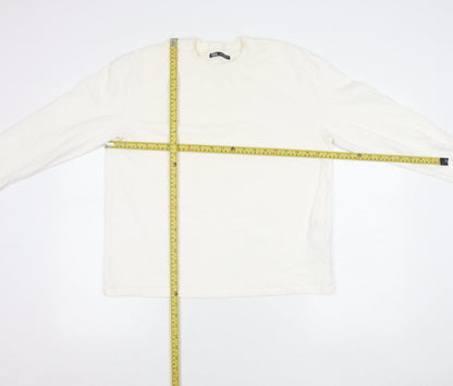 Zara Women’s Ivory Cotton Pullover Jumper Size M Long Sleeve