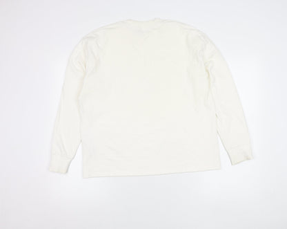 Zara Women’s Ivory Cotton Pullover Jumper Size M Long Sleeve