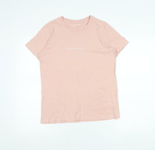 French Connection Womens Pink Cotton T-Shirt Size S Short Sleeve
