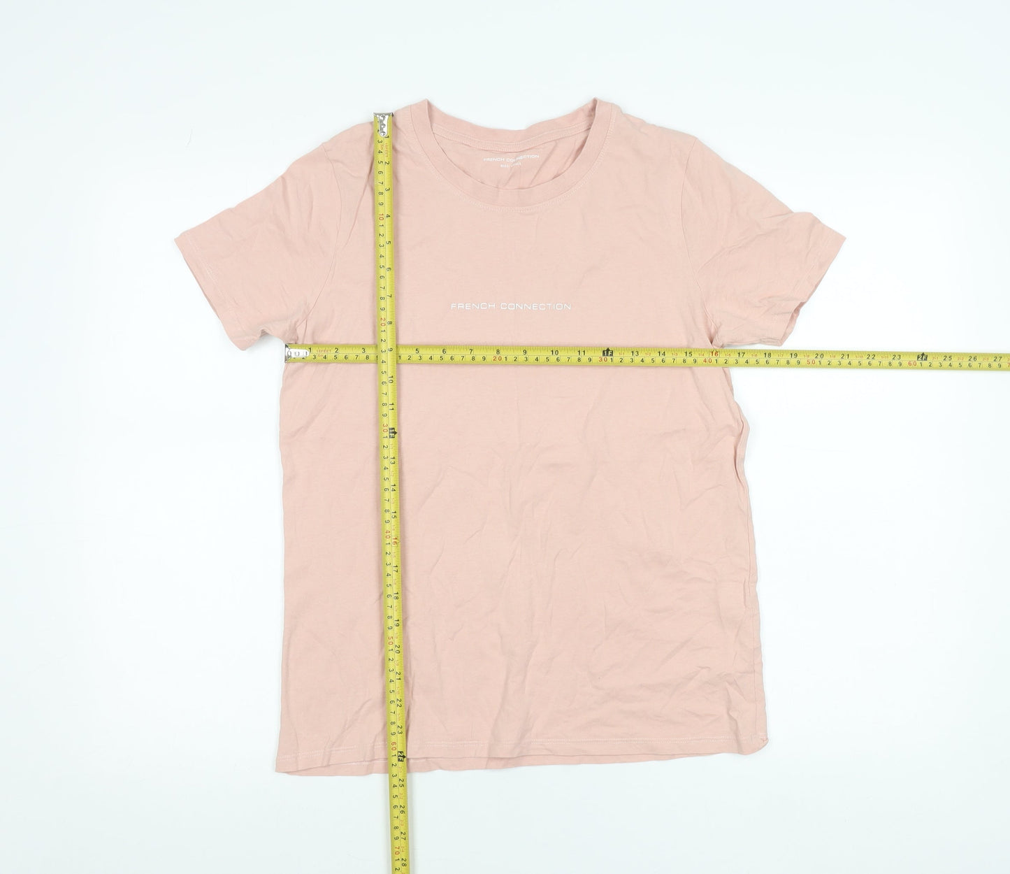 French Connection Womens Pink Cotton T-Shirt Size S Short Sleeve