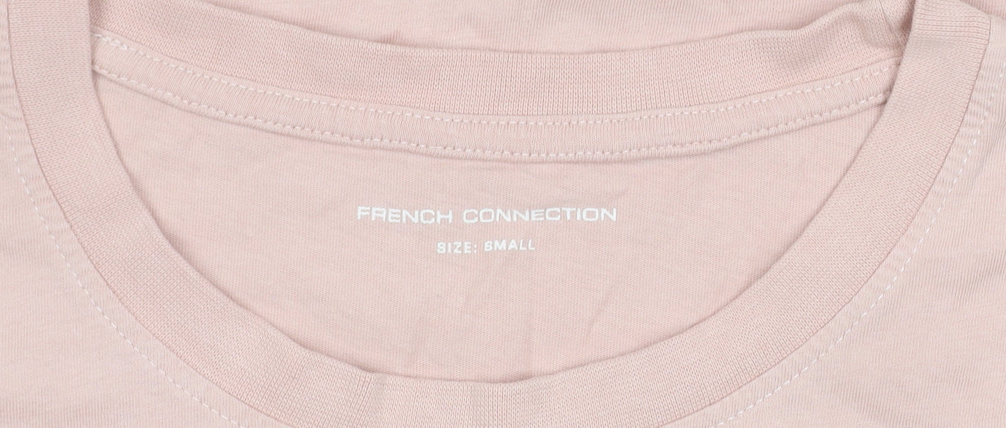 French Connection Womens Pink Cotton T-Shirt Size S Short Sleeve