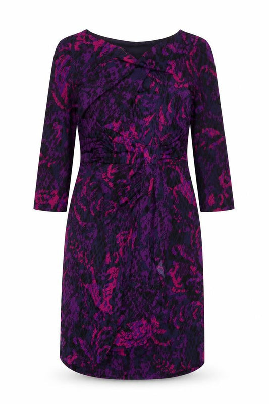 Gina Bacconi Womens Purple Animal Print Sheath Dress Size 14
