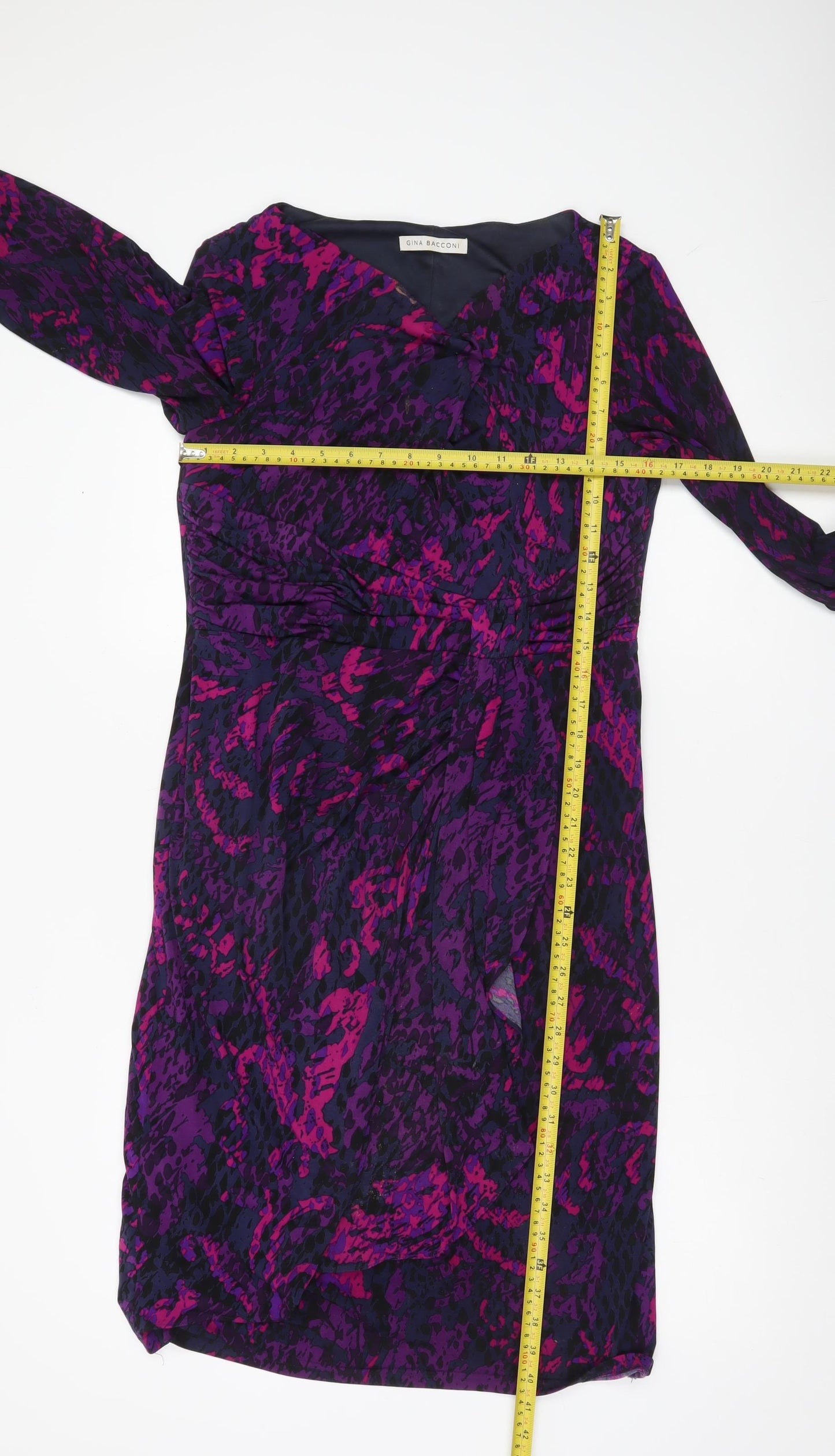 Gina Bacconi Womens Purple Animal Print Sheath Dress Size 14