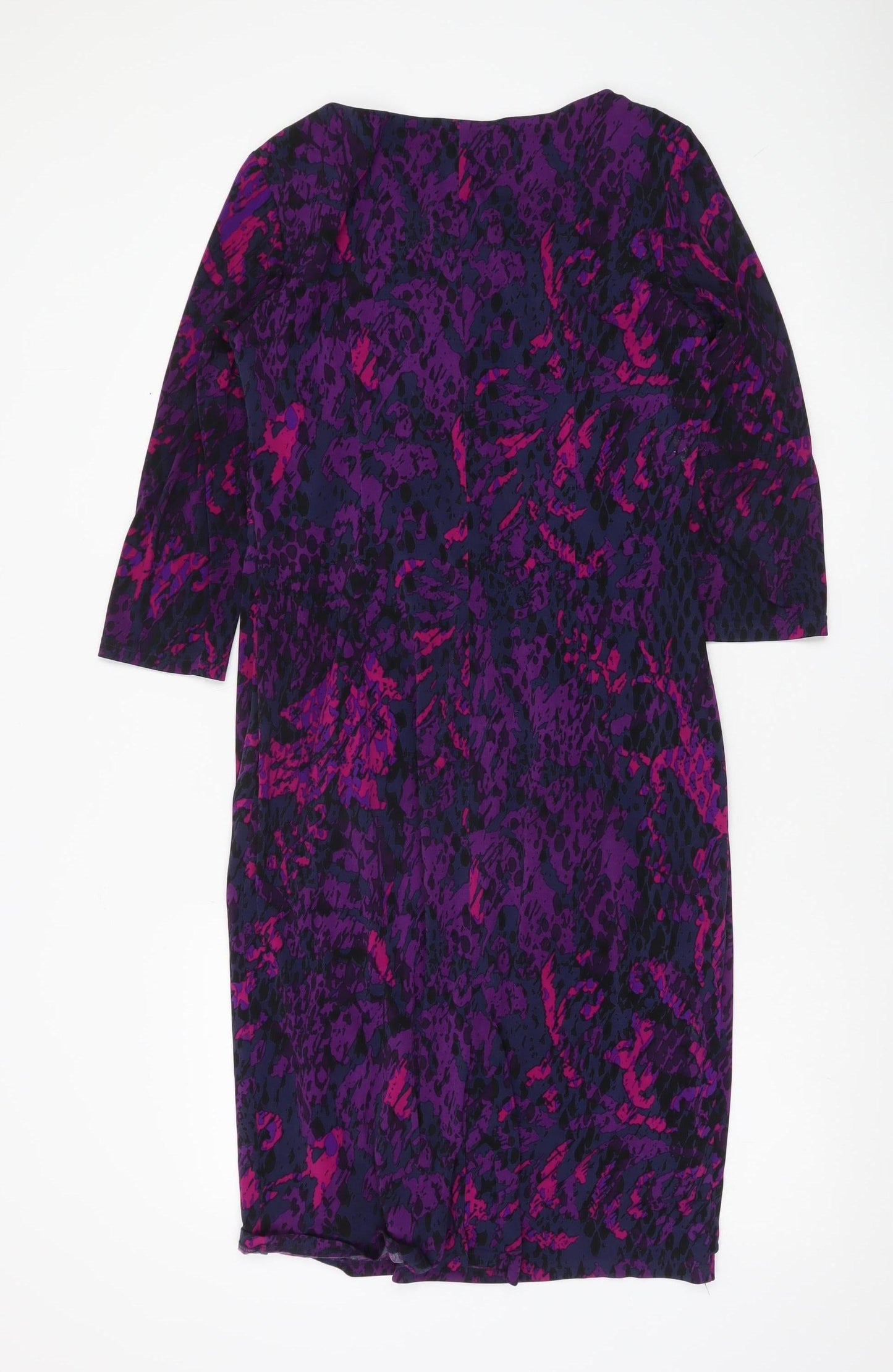 Gina Bacconi Womens Purple Animal Print Sheath Dress Size 14