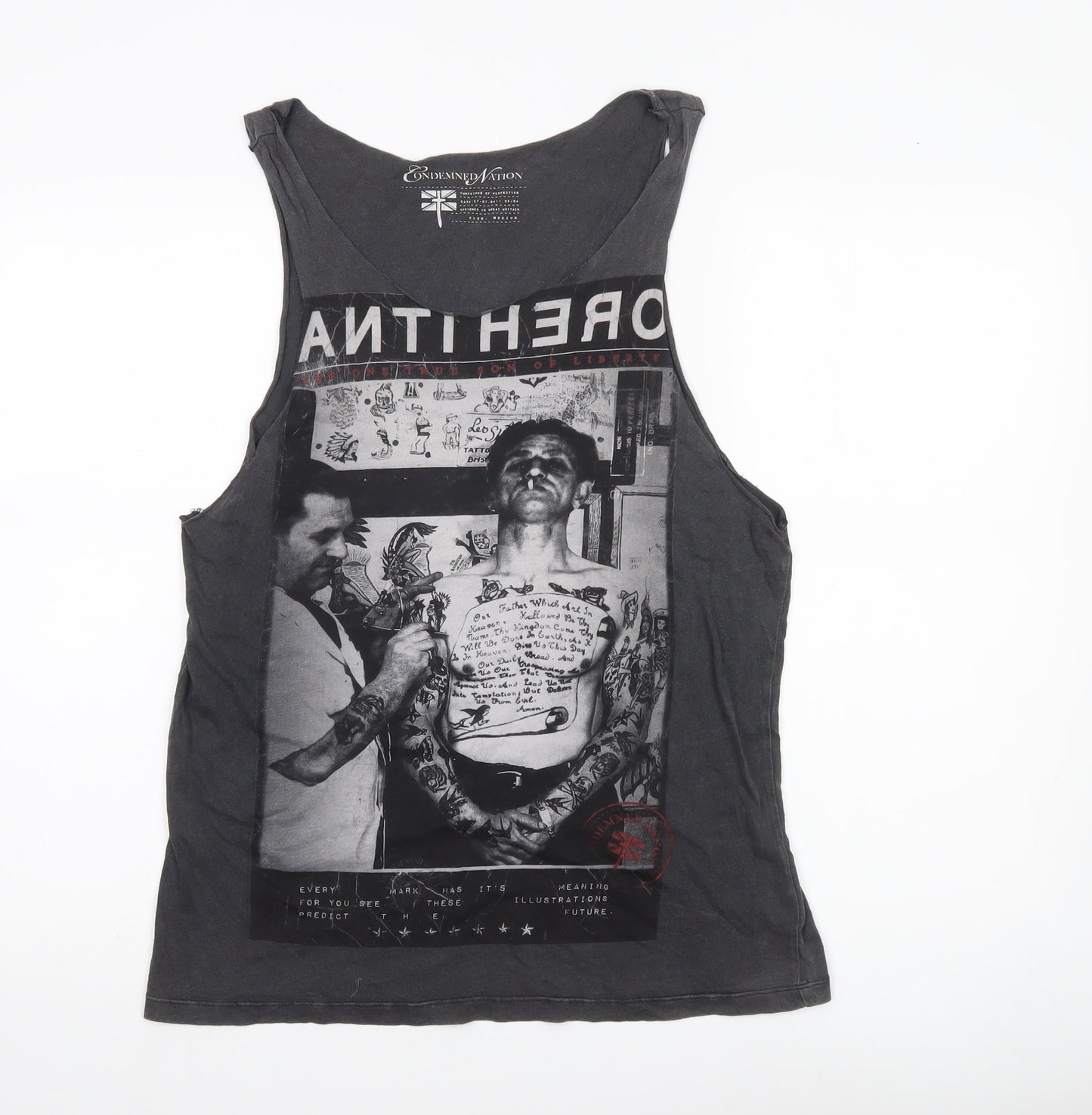 Condemned Nation Unisex Black Cotton Graphic Tank Top Size M