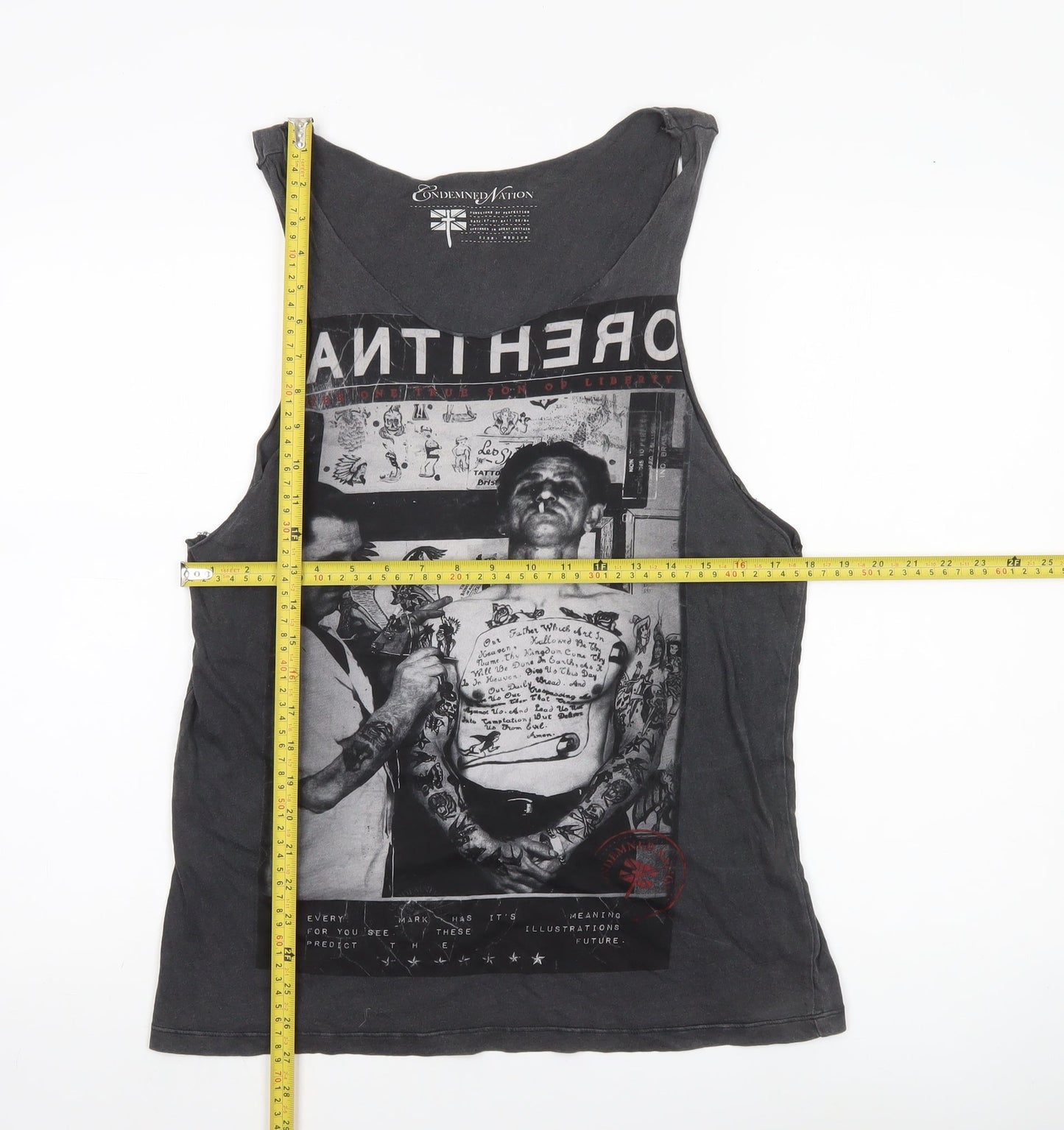 Condemned Nation Unisex Black Cotton Graphic Tank Top Size M