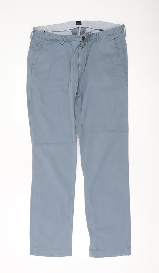 Hugo Boss Men's Grey Cotton Chino Trousers Size 34R Straight Leg