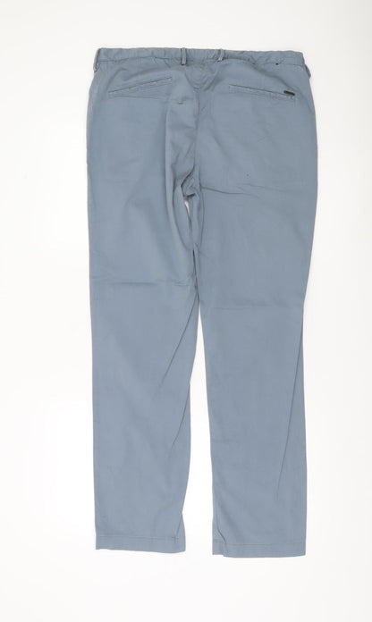 Hugo Boss Men's Grey Cotton Chino Trousers Size 34R Straight Leg