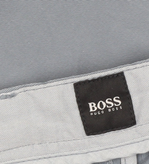 Hugo Boss Men's Grey Cotton Chino Trousers Size 34R Straight Leg