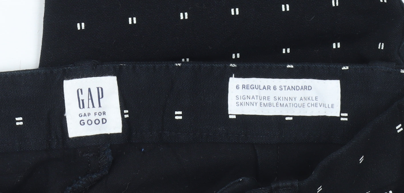 GAP Womens Black Size 6 Skinny Ankle Trousers Geometric Cotton