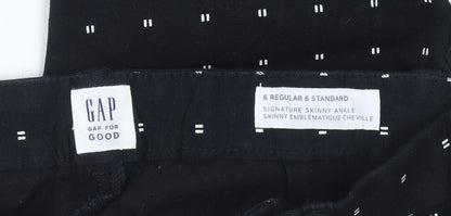 GAP Womens Black Size 6 Skinny Ankle Trousers Geometric Cotton