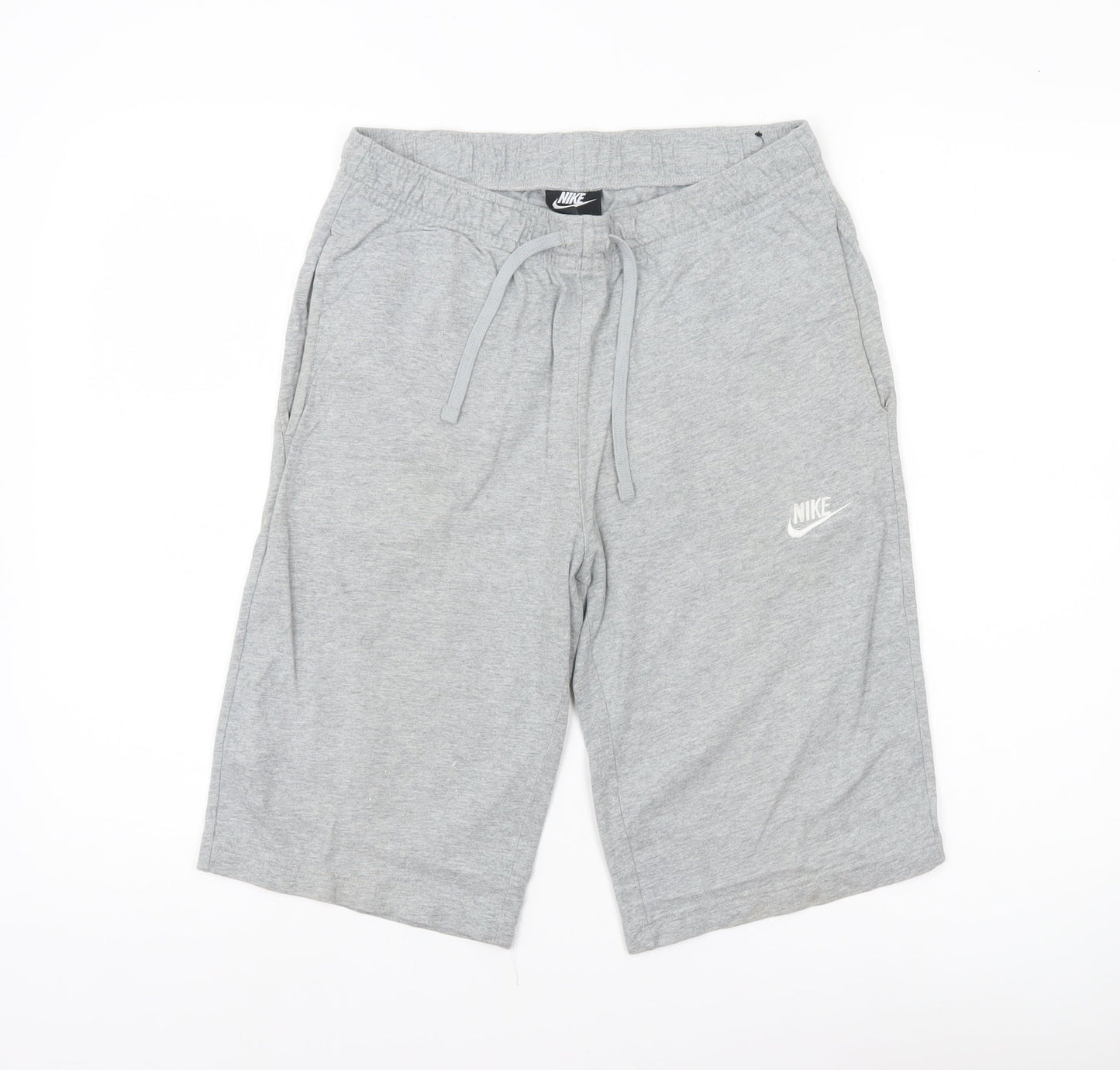 Nike Men Grey Small Sweat Shorts Drawstring Elastic Waist Cotton