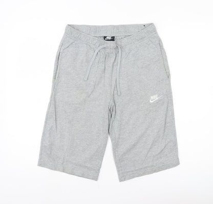 Nike Men Grey Small Sweat Shorts Drawstring Elastic Waist Cotton