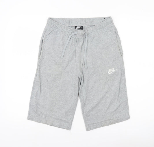 Nike Men Grey Small Sweat Shorts Drawstring Elastic Waist Cotton