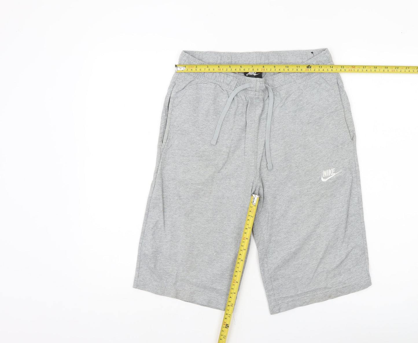 Nike Men Grey Small Sweat Shorts Drawstring Elastic Waist Cotton