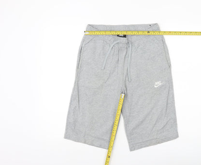 Nike Men Grey Small Sweat Shorts Drawstring Elastic Waist Cotton