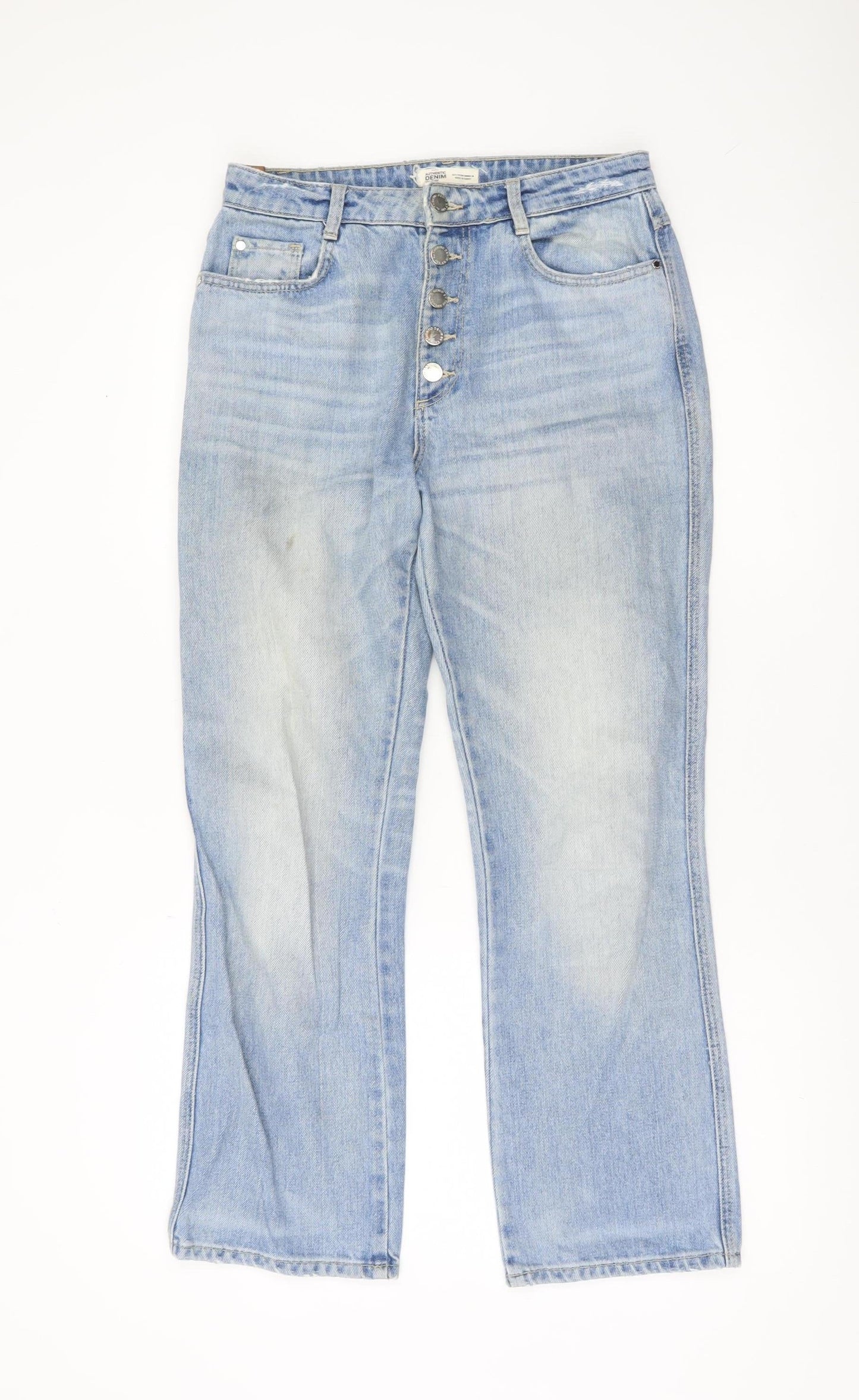 Zara Womens Blue High Rise Straight Leg Jeans Size 10