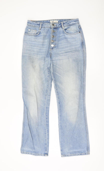 Zara Womens Blue High Rise Straight Leg Jeans Size 10