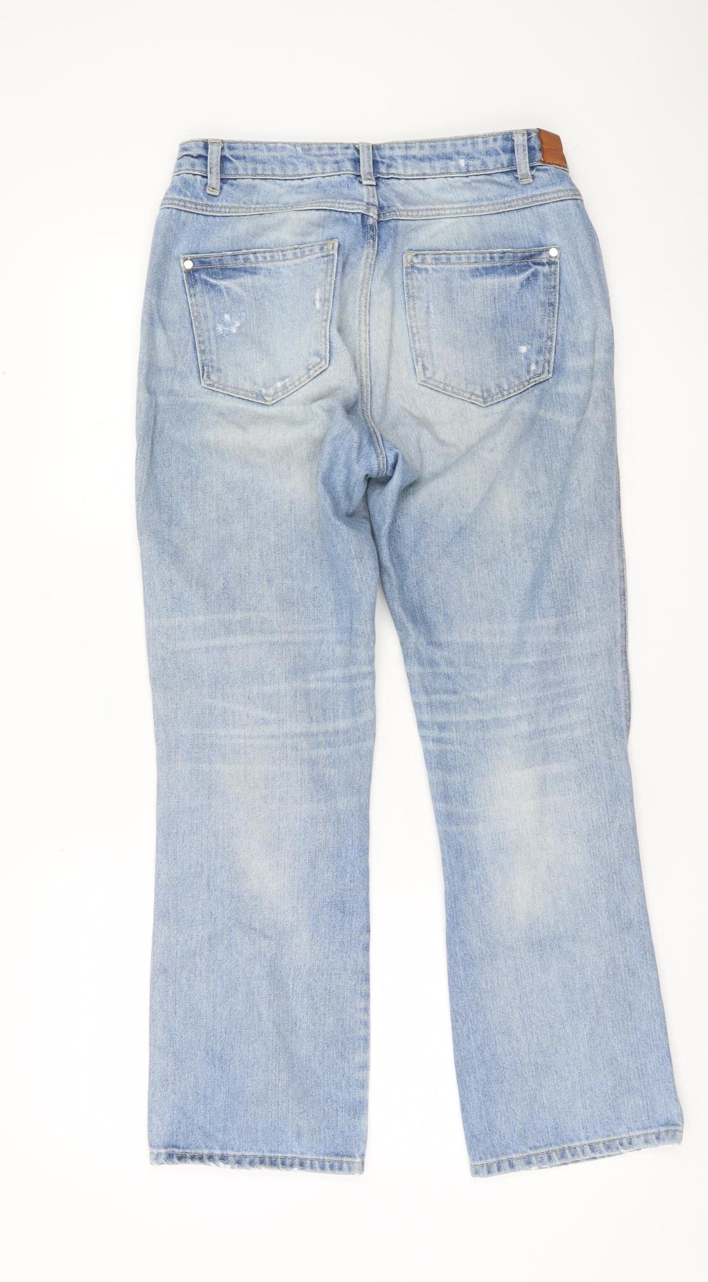 Zara Womens Blue High Rise Straight Leg Jeans Size 10
