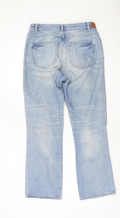 Zara Womens Blue High Rise Straight Leg Jeans Size 10