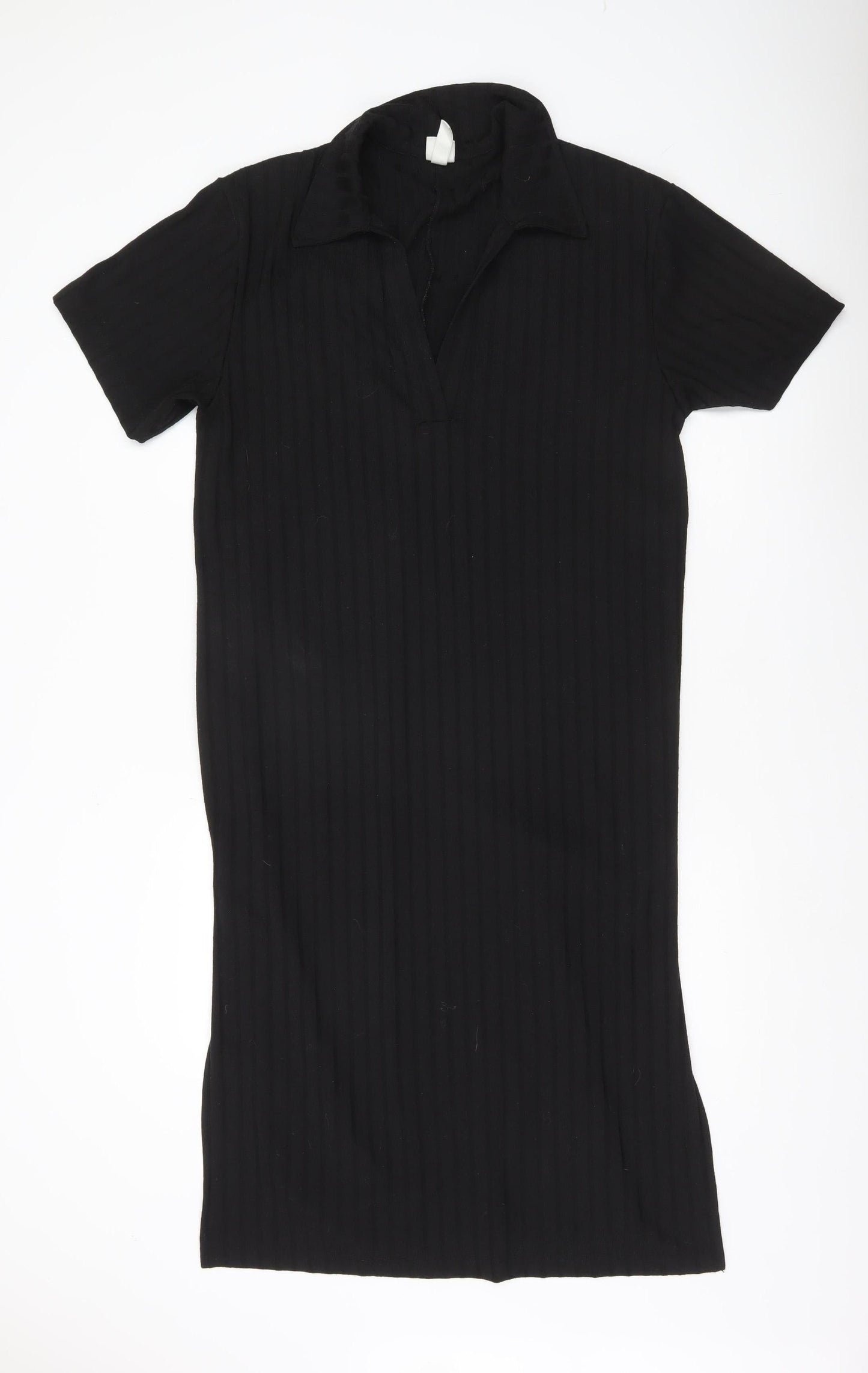 H&M Women’s Black XL Collared Shirt Dress Short Sleeve