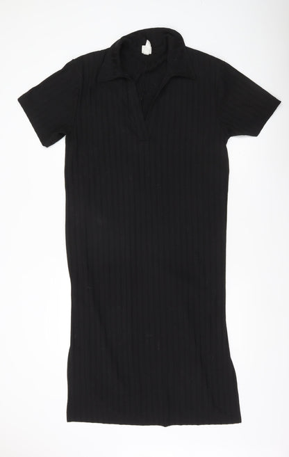 H&M Women’s Black XL Collared Shirt Dress Short Sleeve