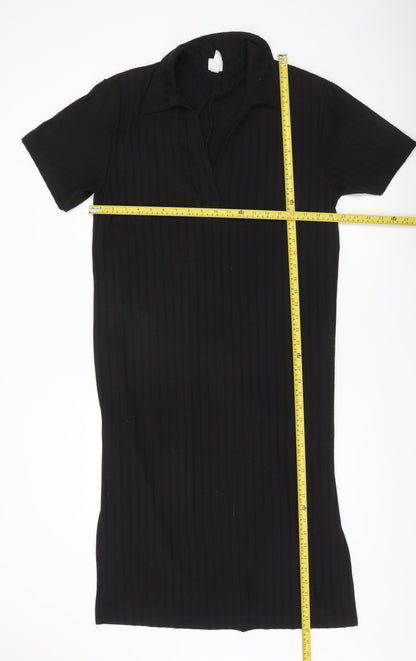 H&M Women’s Black XL Collared Shirt Dress Short Sleeve