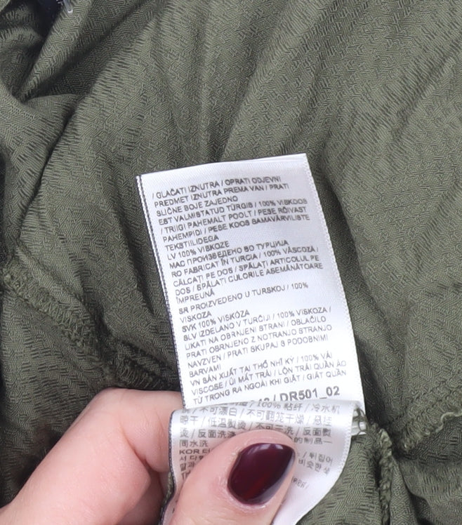 Superdry Women’s Green Jumpsuit Size 14 Wide-Leg Short Sleeve V-Neck