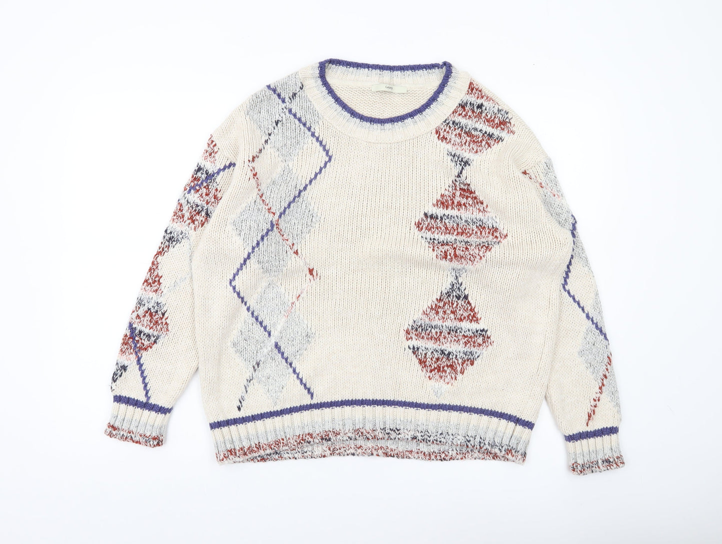 George Women’s Ivory Argyle Knit Pullover Jumper UK 12 Regular Fit
