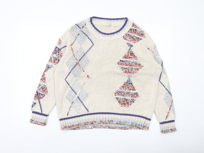 George Women’s Ivory Argyle Knit Pullover Jumper UK 12 Regular Fit