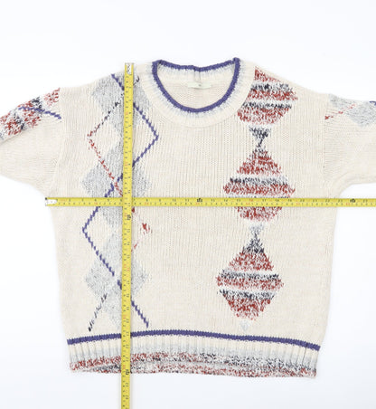 George Women’s Ivory Argyle Knit Pullover Jumper UK 12 Regular Fit