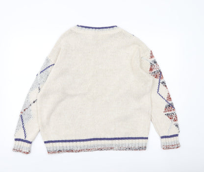 George Women’s Ivory Argyle Knit Pullover Jumper UK 12 Regular Fit