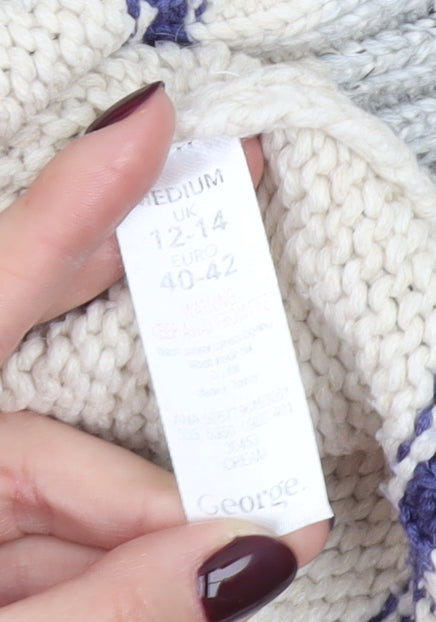 George Women’s Ivory Argyle Knit Pullover Jumper UK 12 Regular Fit