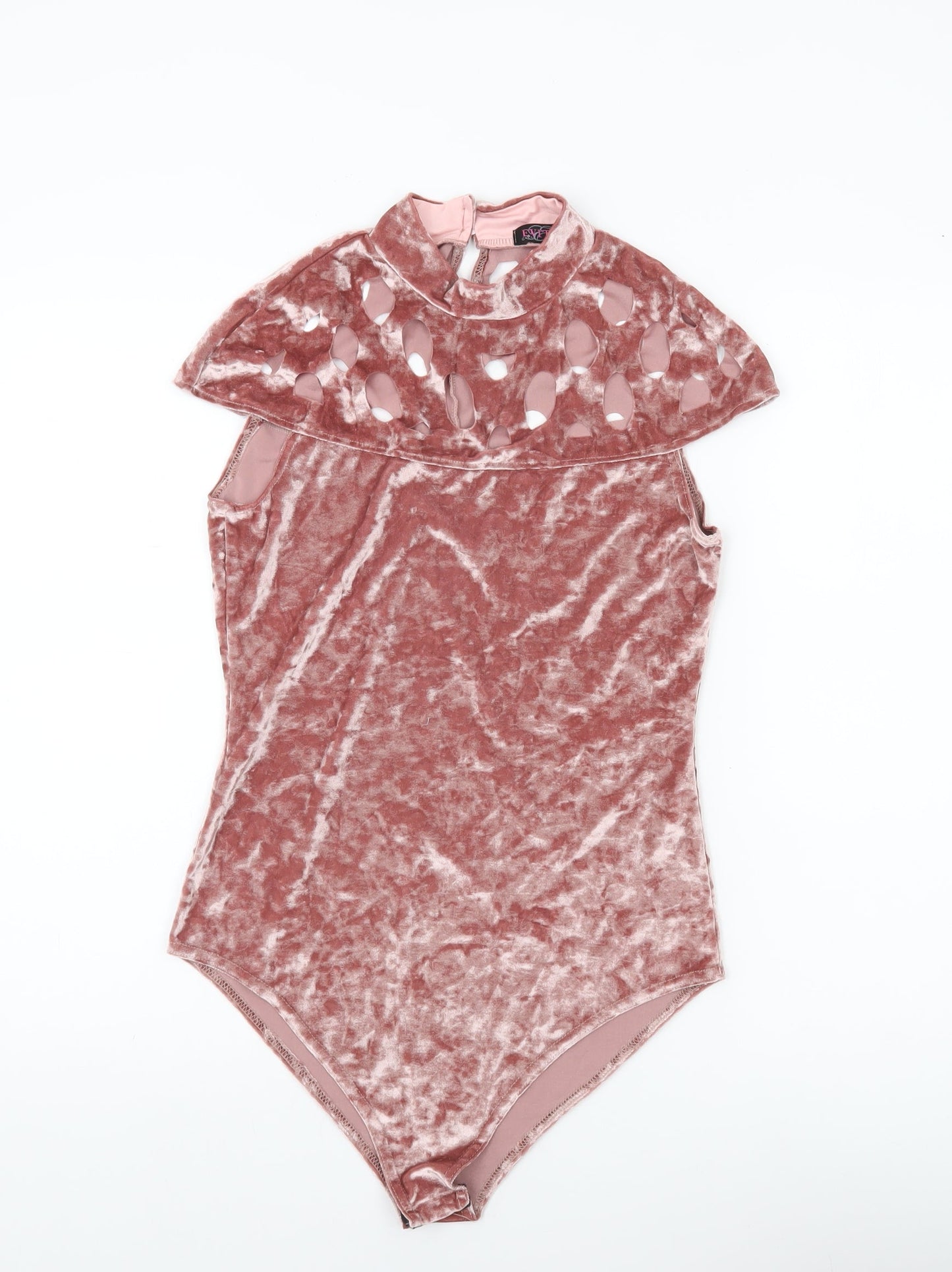 Evita Women’s Pink Velvet Sleeveless Bodysuit Size 14 Party