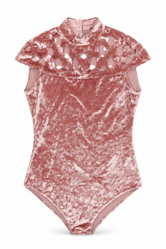 Evita Women’s Pink Velvet Sleeveless Bodysuit Size 14 Party