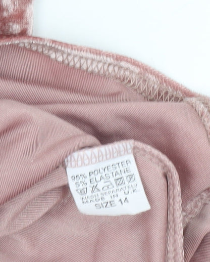 Evita Women’s Pink Velvet Sleeveless Bodysuit Size 14 Party