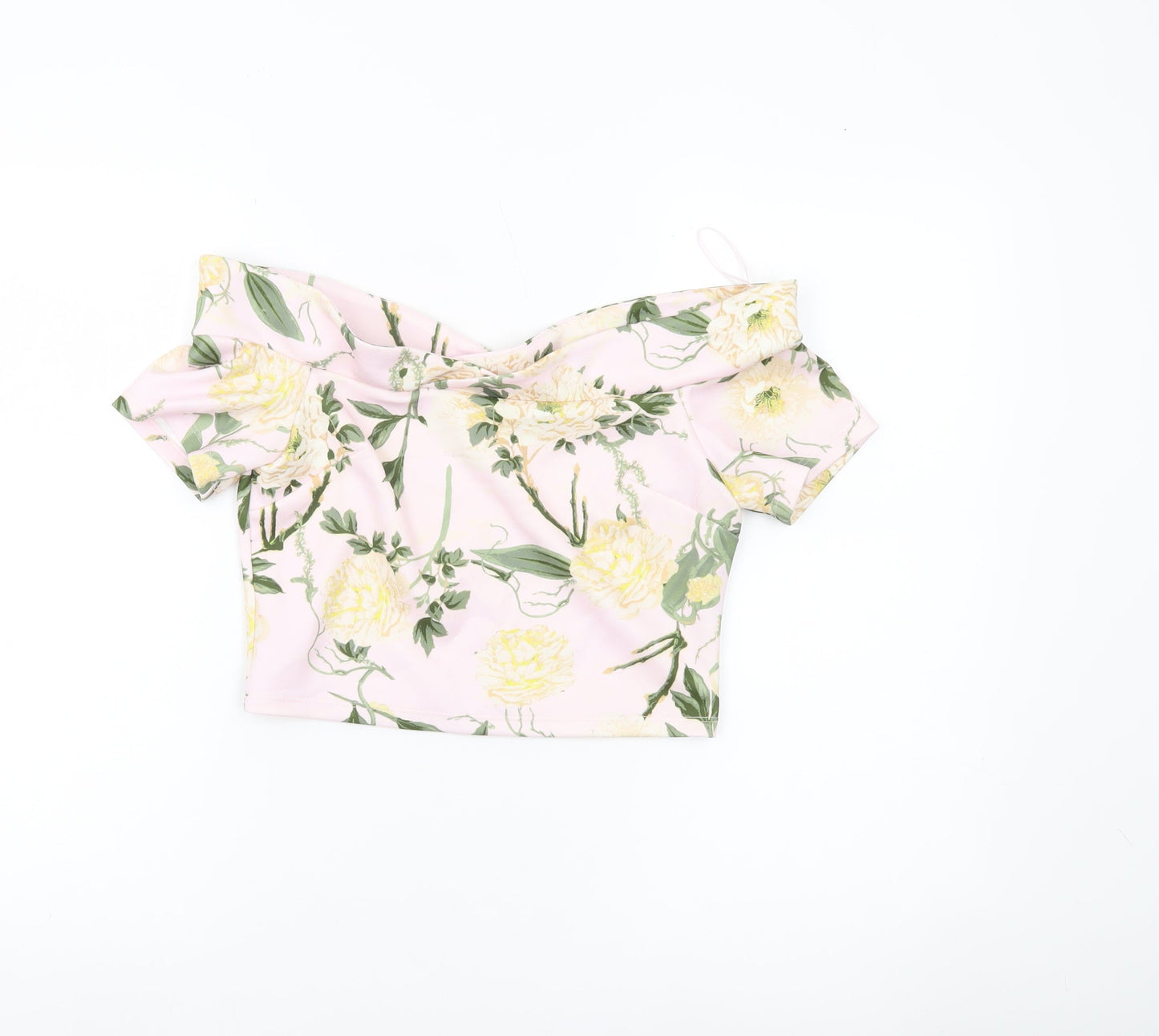 Miss Selfridge Women’s Pink Floral Off Shoulder Cropped Blouse UK 10