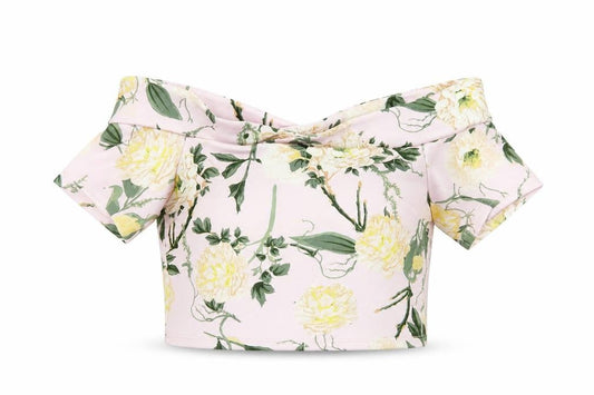 Miss Selfridge Women’s Pink Floral Off Shoulder Cropped Blouse UK 10