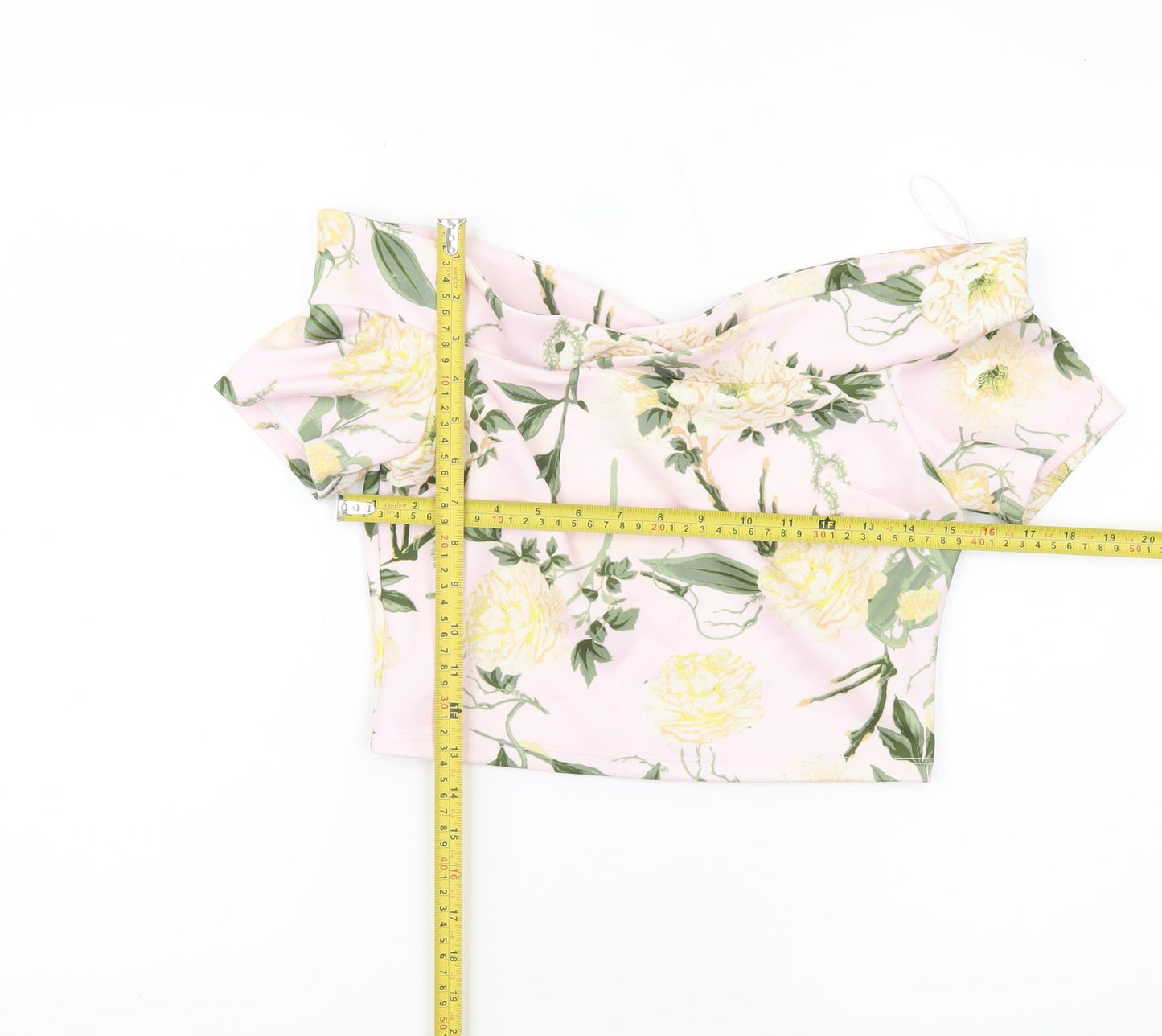 Miss Selfridge Women’s Pink Floral Off Shoulder Cropped Blouse UK 10