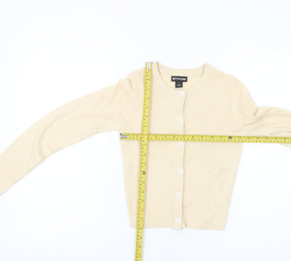 PrettyLittleThing Womens Beige XS Cardigan Crew Neck Knit Jumper