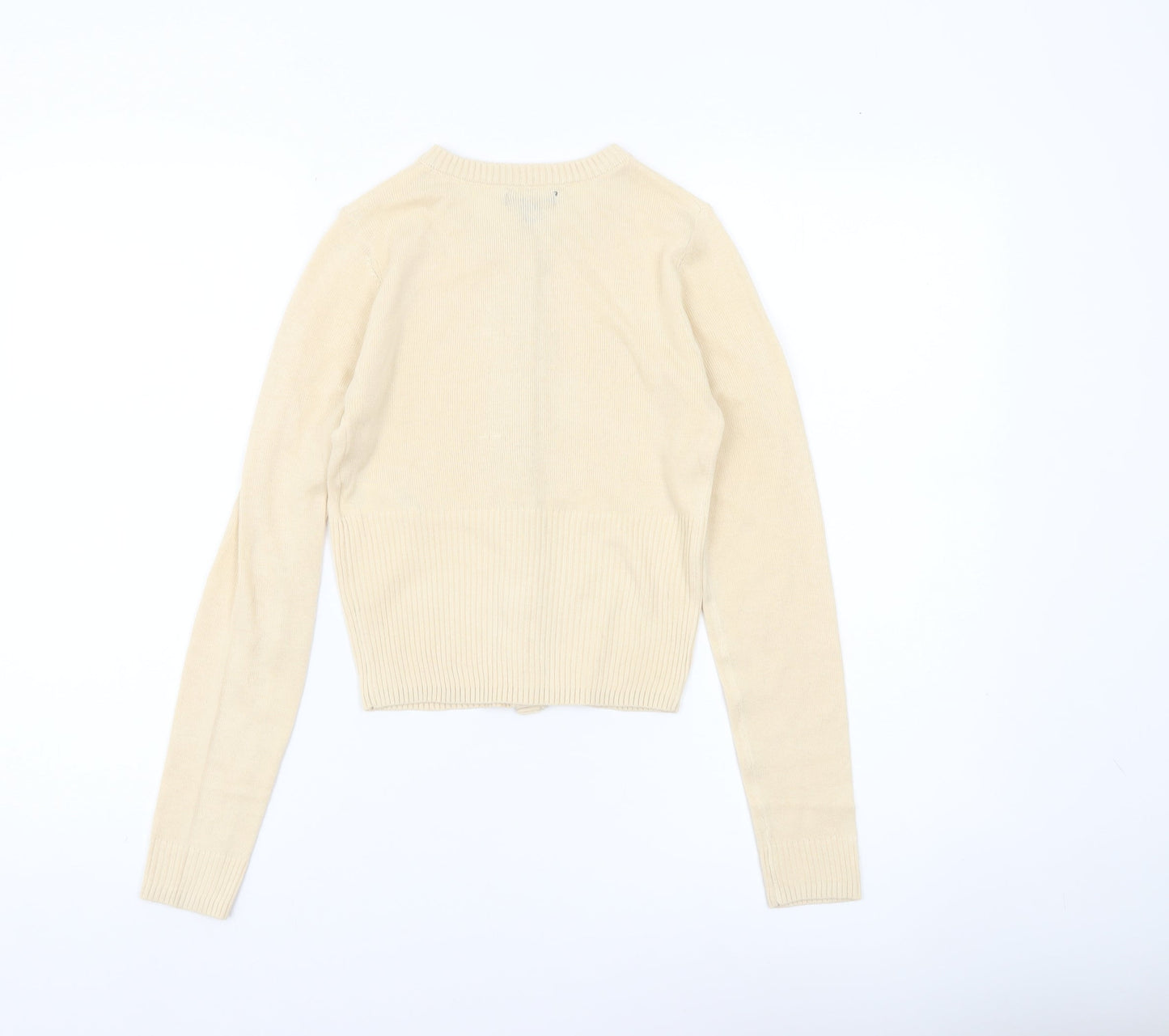 PrettyLittleThing Womens Beige XS Cardigan Crew Neck Knit Jumper