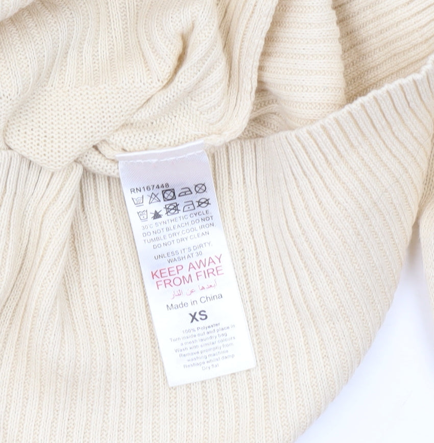 PrettyLittleThing Womens Beige XS Cardigan Crew Neck Knit Jumper