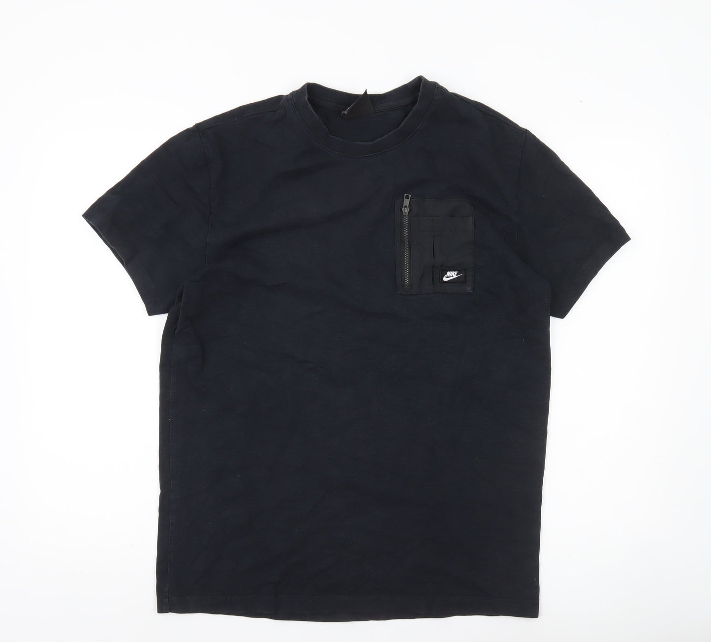 Nike Men's Black M Pocket Zip Logo Crew Neck Short Sleeve T-Shirt