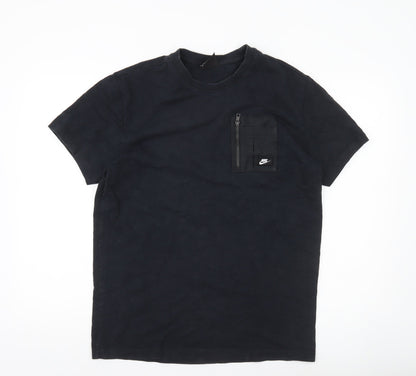 Nike Men's Black M Pocket Zip Logo Crew Neck Short Sleeve T-Shirt
