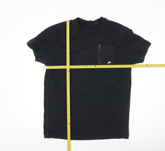 Nike Men's Black M Pocket Zip Logo Crew Neck Short Sleeve T-Shirt