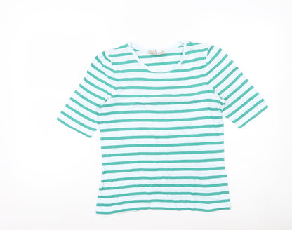 Hobbs Women’s XS Green White Striped Cotton Jersey T-Shirt