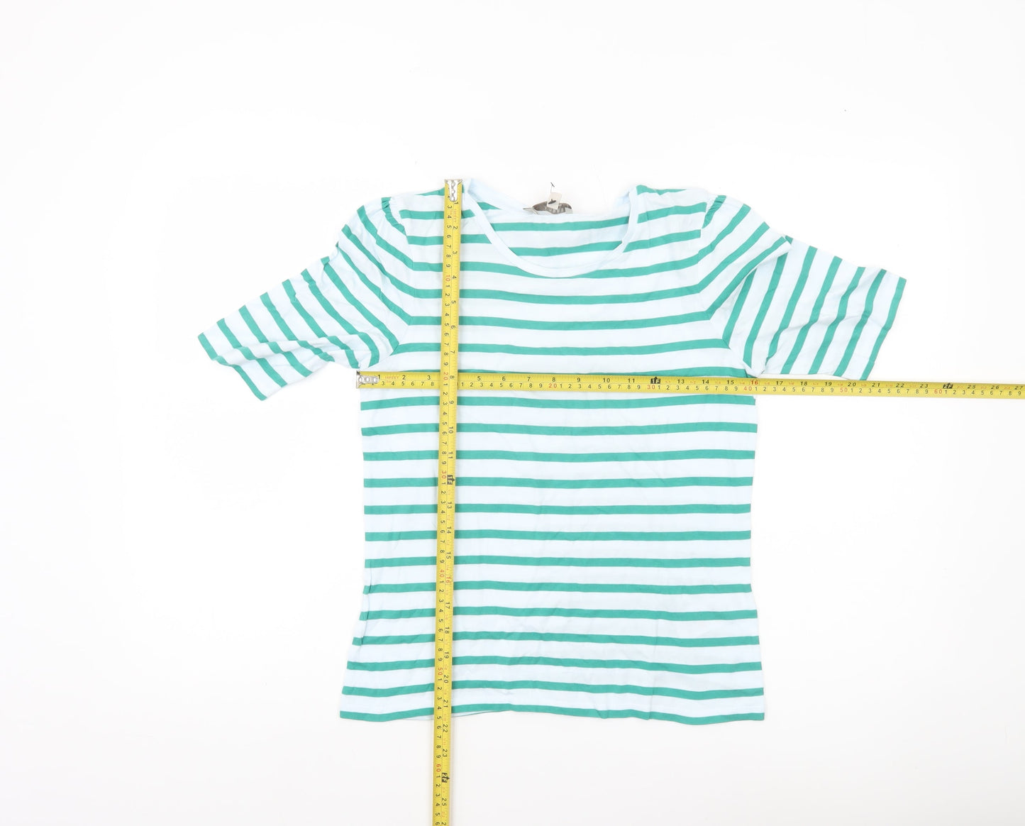 Hobbs Women’s XS Green White Striped Cotton Jersey T-Shirt